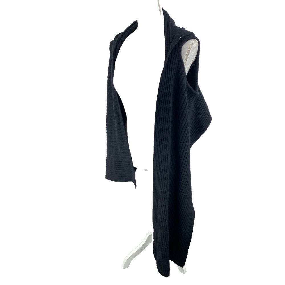 Lululemon One Size‎ Hooded Wrap Sleeveless Sweater Ribbed 100% Wool Black